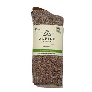 Alpine Design women 4 Pair Performance Hiking Socks Crew Cut Medium Bronze Multi